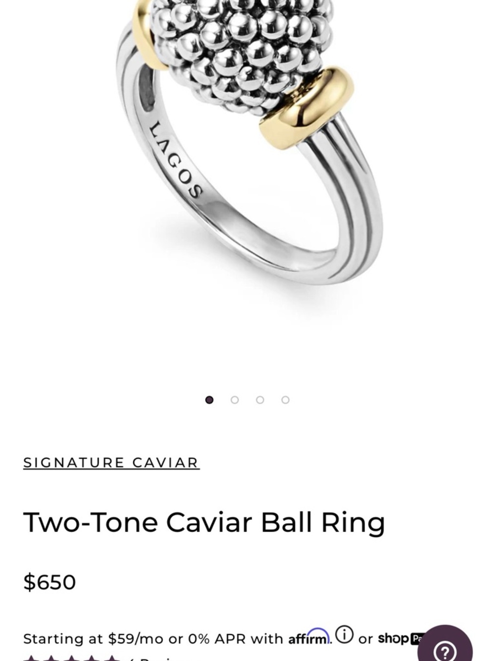 LAGOS Two-Tone Caviar Ball Ring - Silver & Gold
